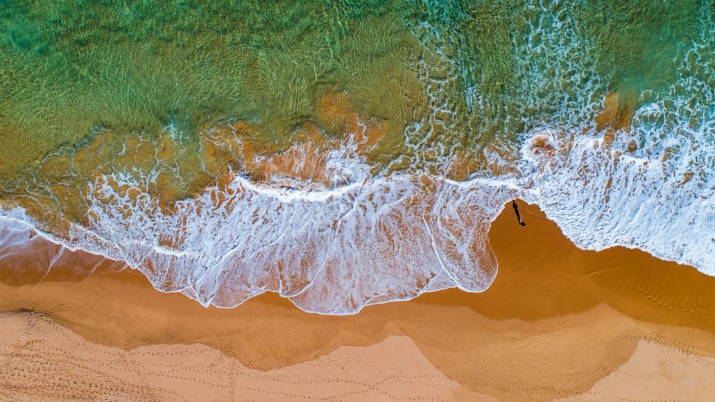 A fisher in the surf