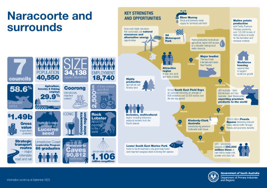 Infographic showing key information about Naracoorte and surrounds