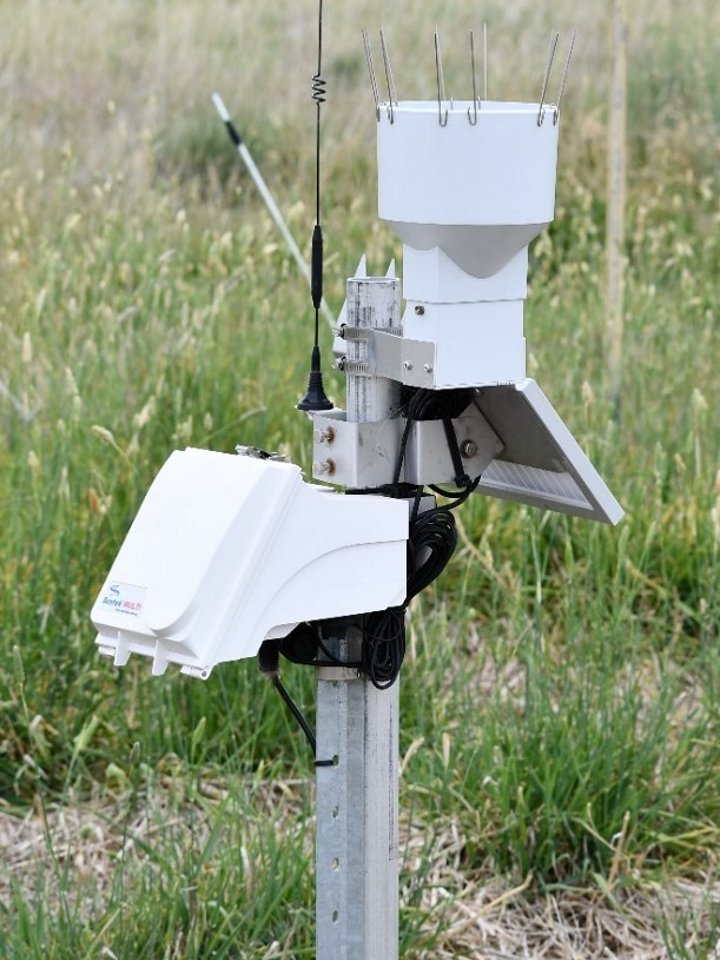 The Sentek probe on a post in a paddock