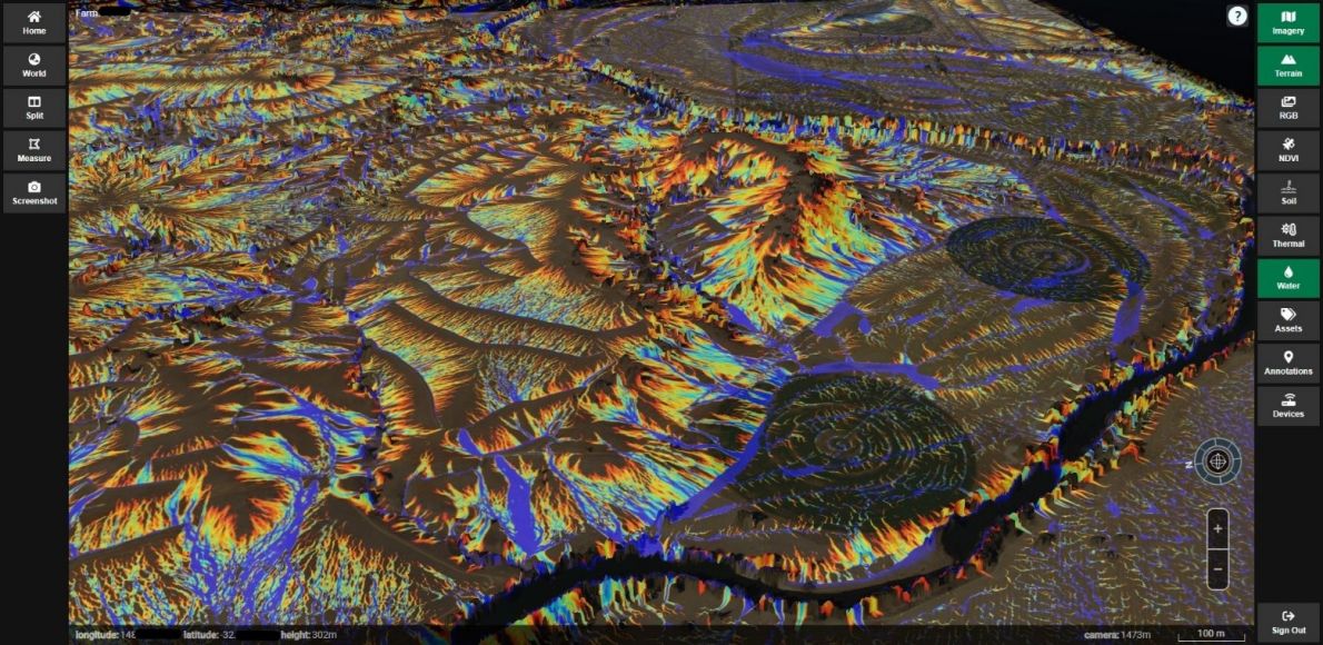 Agronomeye water flow model map for Struan demonstration farm