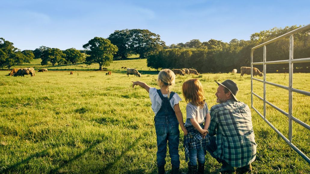 Farmer with children