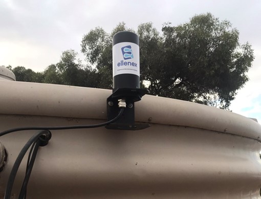 The Farm Tasker tank level monitor installed on a tank at the Minnipa AgTech demonstration farm