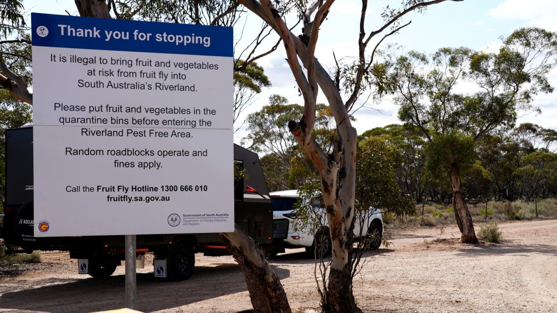 quarantine sign and camper van