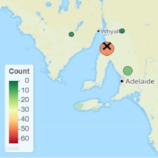 MothTrapVis maps showing native budworm moth trapping results