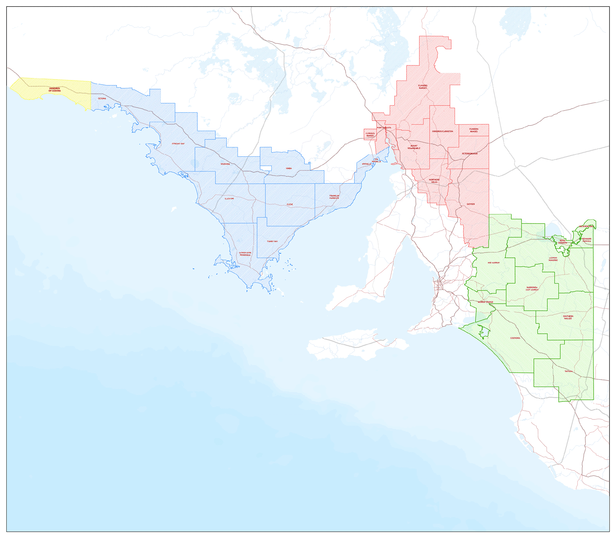 A map of South Australia with areas marked which are eligible to apply for the Plague Locust Chemical Rebate.