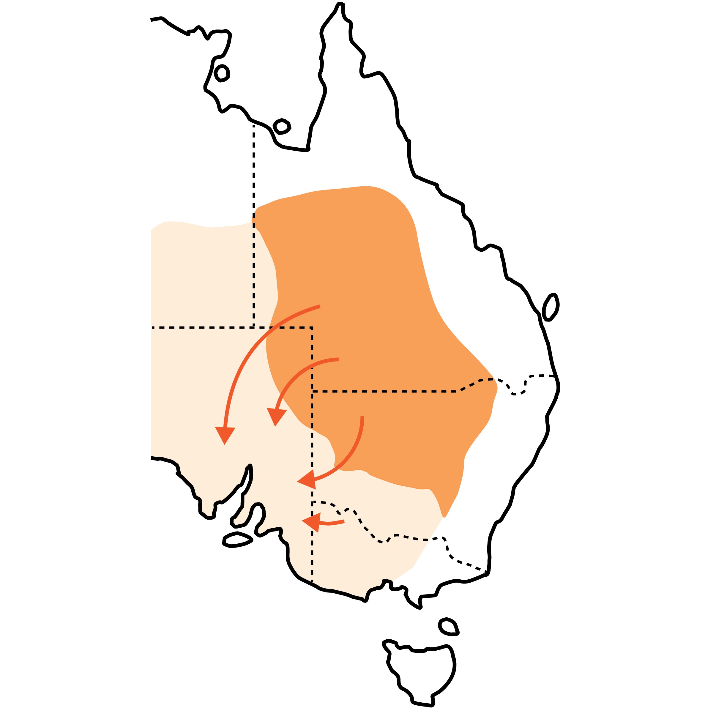 Map showing where locusts are being monitored in South Australia in the region north of Port Augusta to the southern end of Lake Torrens